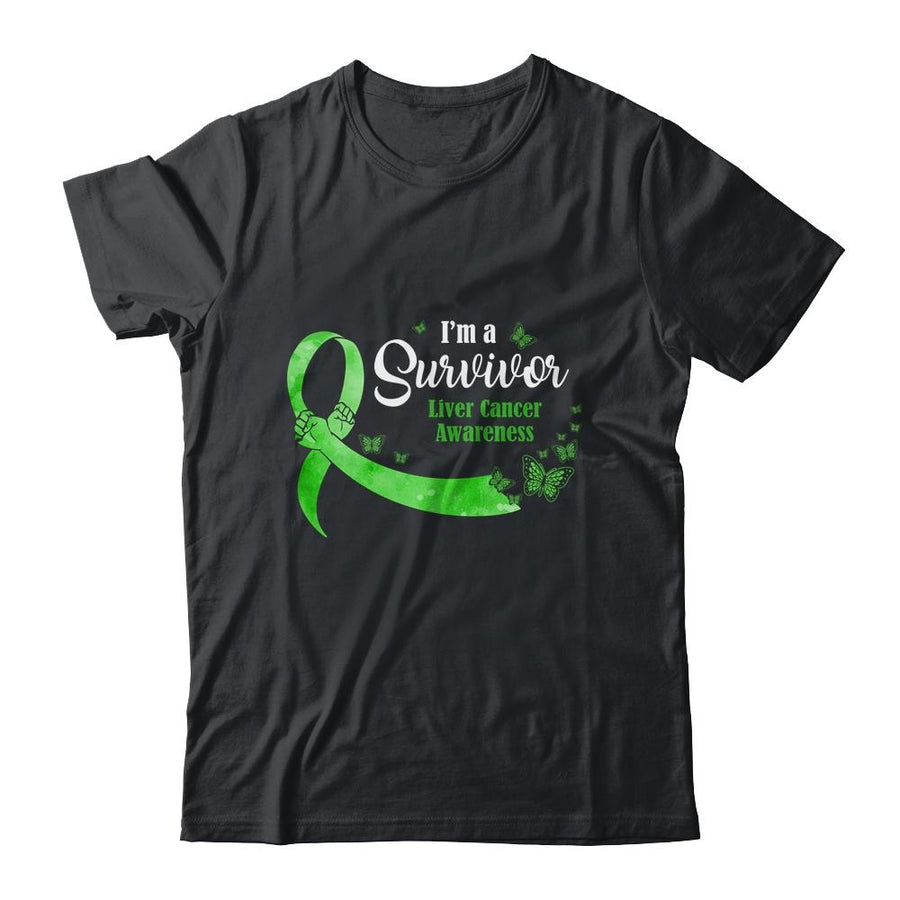 Green Butterfly I'm A Survivor Liver Cancer Awareness-T-Shirt & Hoodie-Classic T-Shirt-Black