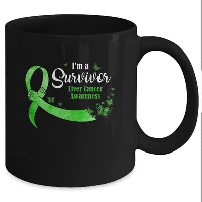 Green Butterfly I'm A Survivor Liver Cancer Awareness Mug-Coffee Mug-Mug-Black