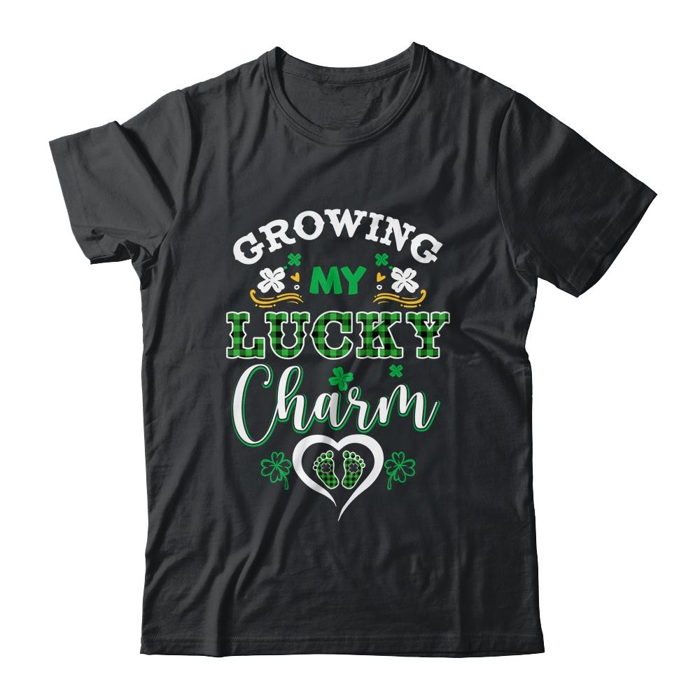 Growing My Lucky Charm Funny St Patricks Day Pregnancy Mom-T-Shirt & Tank Top-Classic T-Shirt-Black