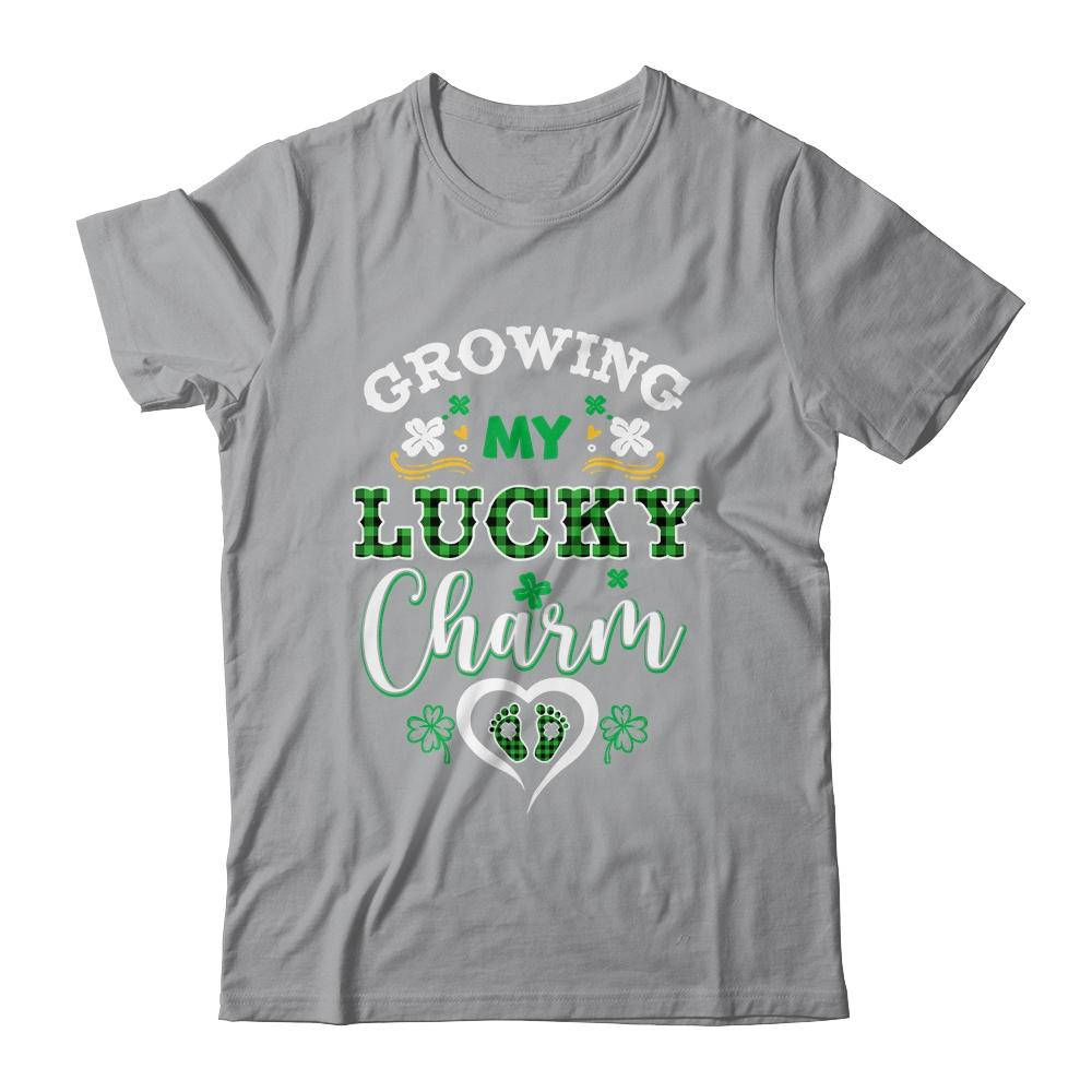Growing My Lucky Charm Funny St Patricks Day Pregnancy Mom-T-Shirt & Tank Top-Classic T-Shirt-Sport Grey