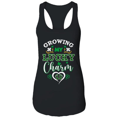 Growing My Lucky Charm Funny St Patricks Day Pregnancy Mom-T-Shirt & Tank Top-Women's Ideal Racerback Tank-Black