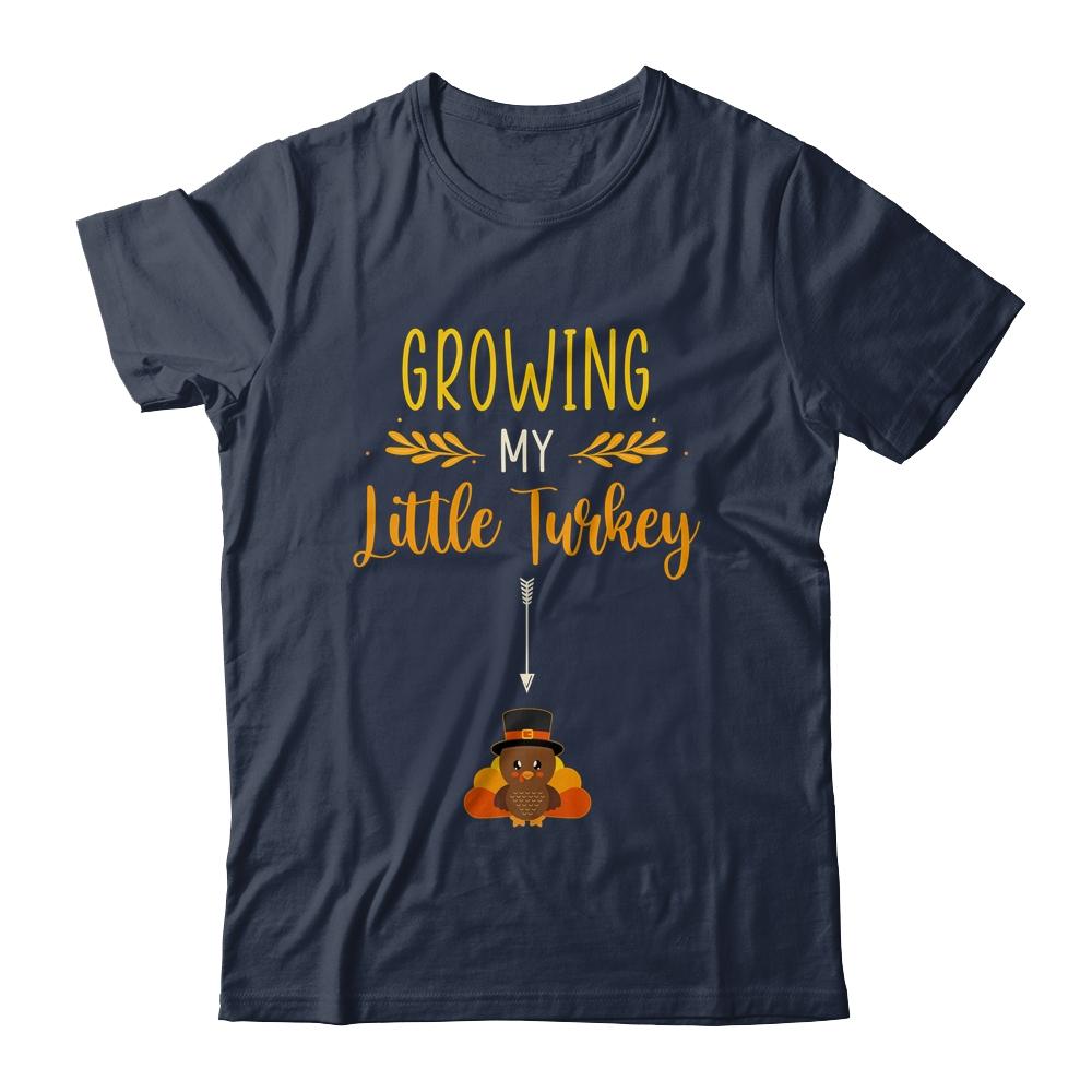 Growing My Turkey Thanksgiving Pregnancy Announcement-T-Shirt & Hoodie-Classic T-Shirt-Navy