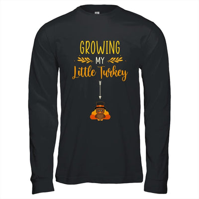 Growing My Turkey Thanksgiving Pregnancy Announcement-T-Shirt & Hoodie-Long Sleeve T-Shirt-Black