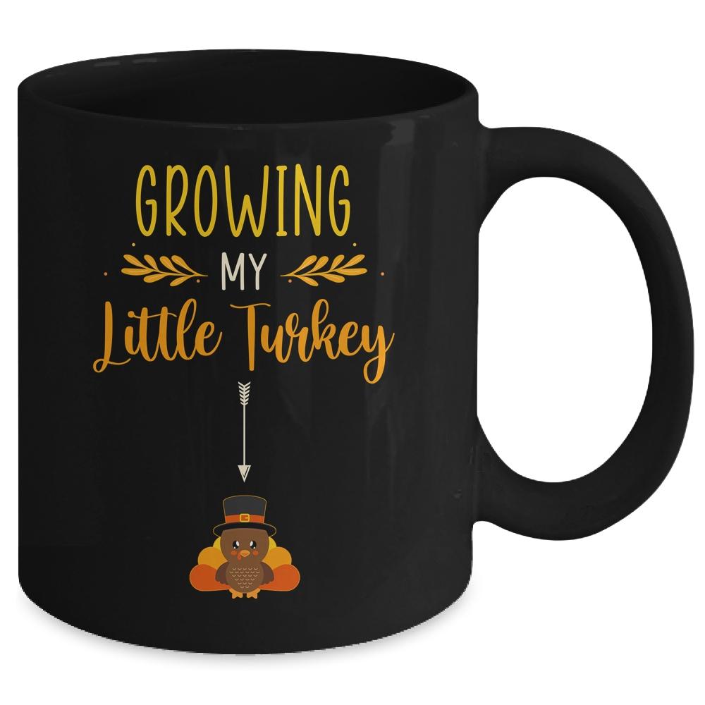 Growing My Turkey Thanksgiving Pregnancy Announcement Mug-Coffee Mug-Mug-Black
