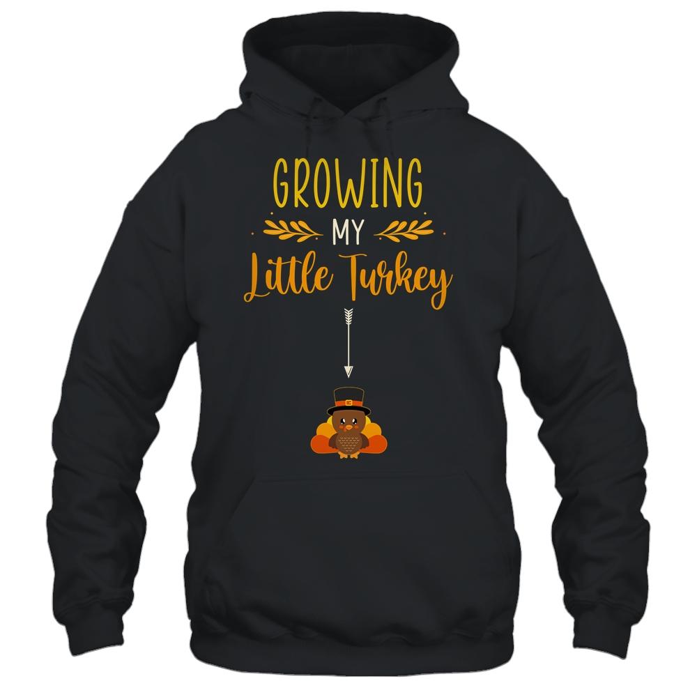 Growing My Turkey Thanksgiving Pregnancy Announcement-T-Shirt & Hoodie-Pullover Hoodie-Black