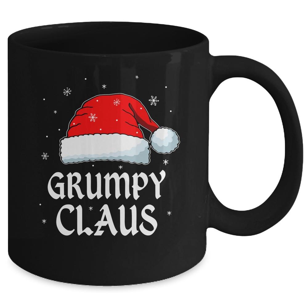 Grumpy Claus Santa Hat Christmas Gift Family Matching Mug-Coffee Mug-Mug-Black