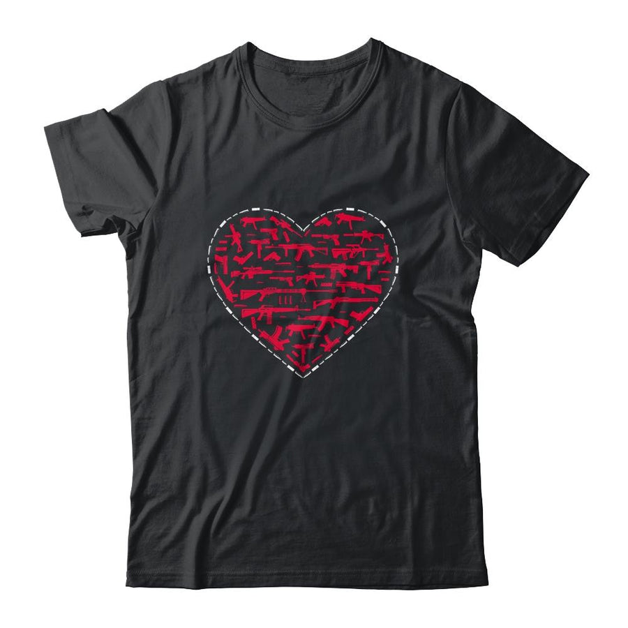 Gun Shaped Heart Valentines Days Gift Gun Lovers Gift-T-Shirt & Hoodie-Classic T-Shirt-Black