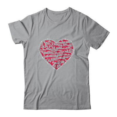 Gun Shaped Heart Valentines Days Gift Gun Lovers Gift-T-Shirt & Hoodie-Classic T-Shirt-Sport Grey