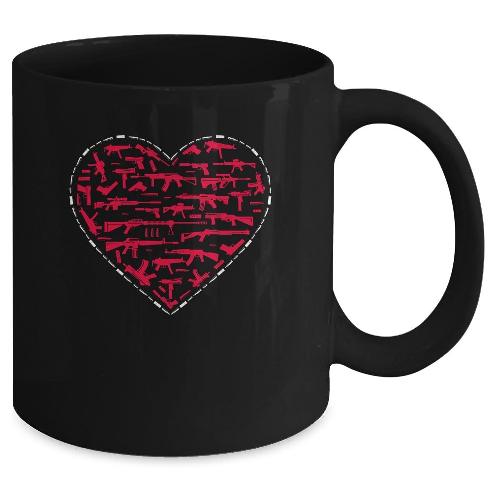Gun Shaped Heart Valentines Days Gift Gun Lovers Gift Mug-Coffee Mug-Mug-Black