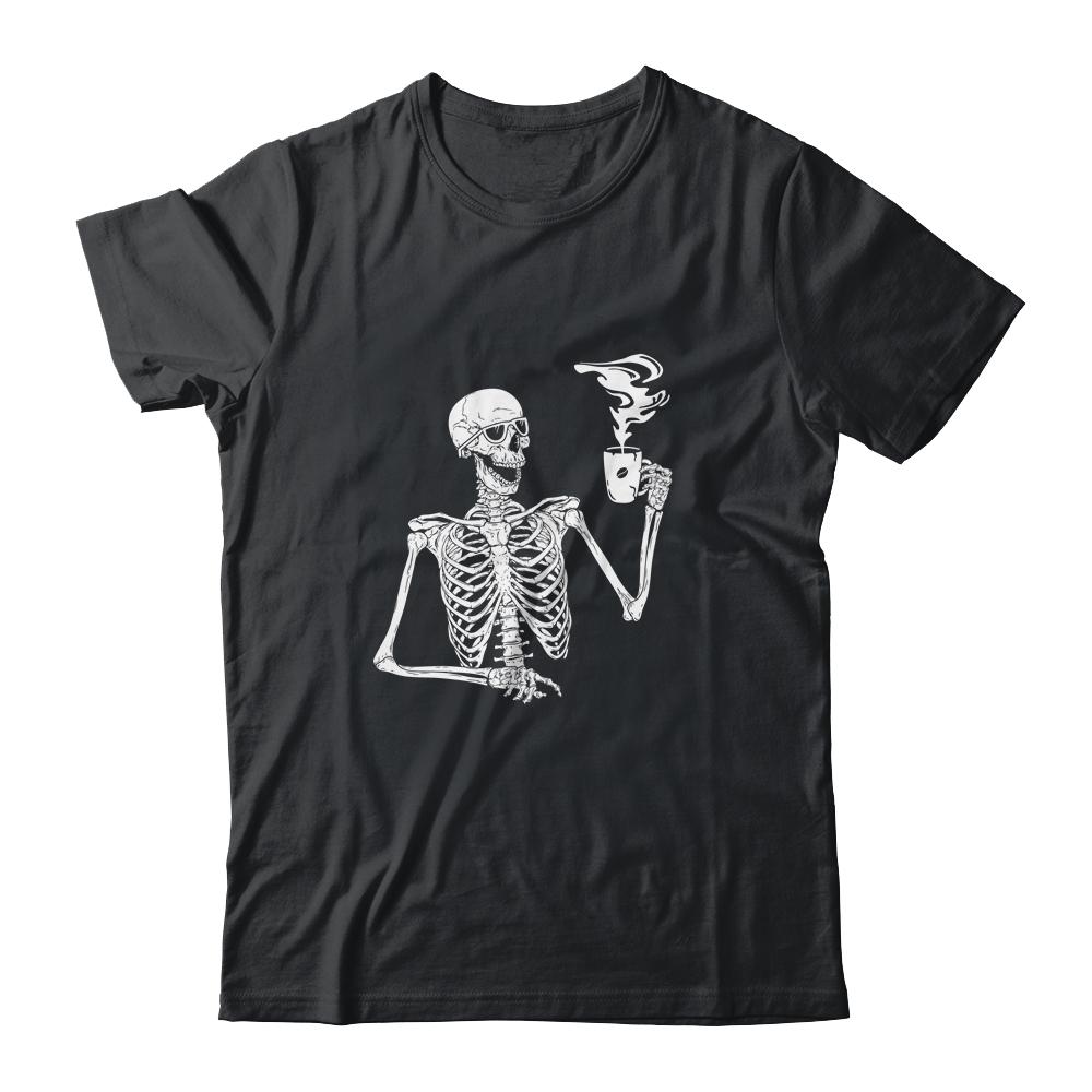 Halloween Coffee Drinking Skeleton Skull
