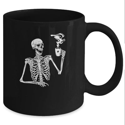 Halloween Coffee Drinking Skeleton Skull Mug-Coffee Mug-Mug-Black