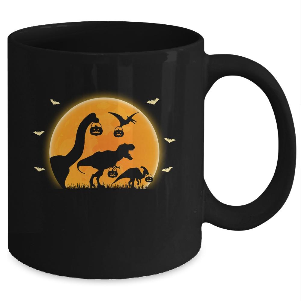 Halloween Dinosaur T-Rex Pumpkin Gift Kids Boys Girls Mug-Coffee Mug-Mug-Black