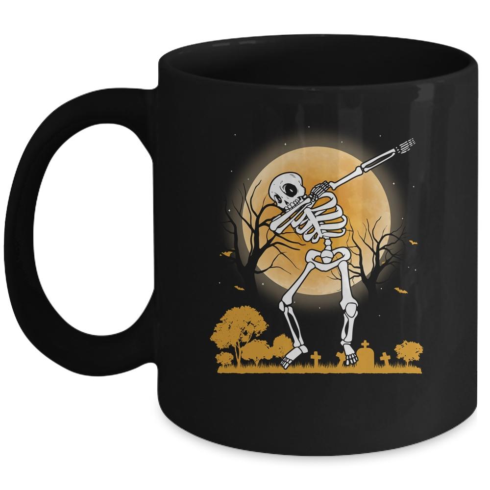Halloween For Boys Kids Dabbing Skeleton Costume Dab Mug-Coffee Mug-Mug-Black