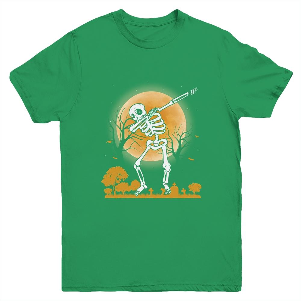 Halloween For Boys Kids Dabbing Skeleton Costume Dab Youth-Youth Shirt-Youth T-Shirt-Irish Green