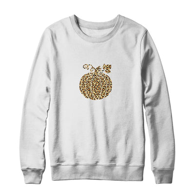 Halloween Pumpkin Women Plaid Leopard Funny Cute Fall-T-Shirt & Sweatshirt-Crewneck Sweatshirt-White