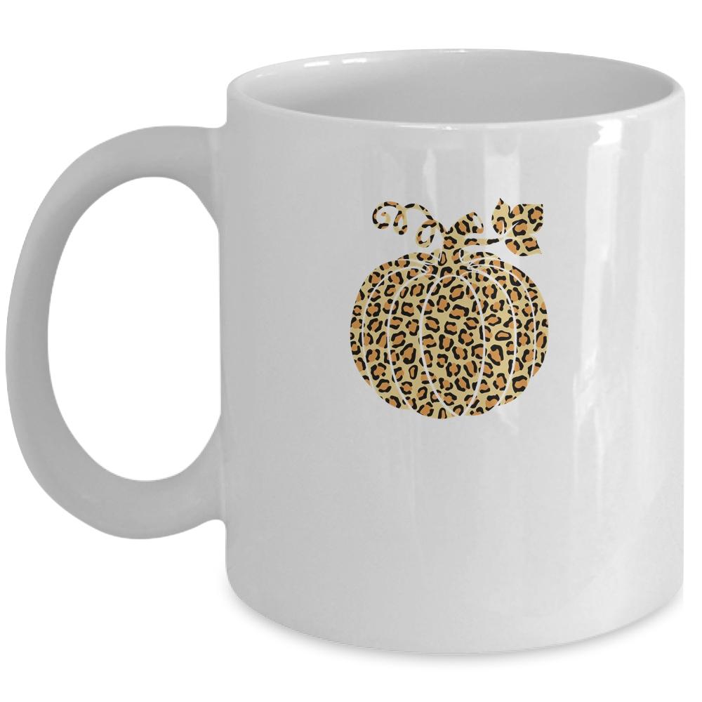 Halloween Pumpkin Women Plaid Leopard Funny Cute Fall Mug-Coffee Mug-Mug-White