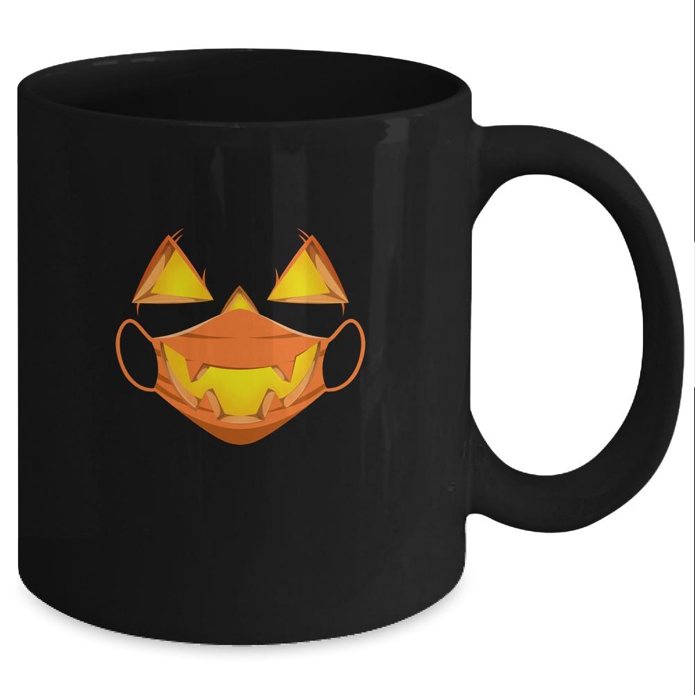 Halloween Tee Mask Costume Scary Pumpkin Mug-Coffee Mug-Mug-Black