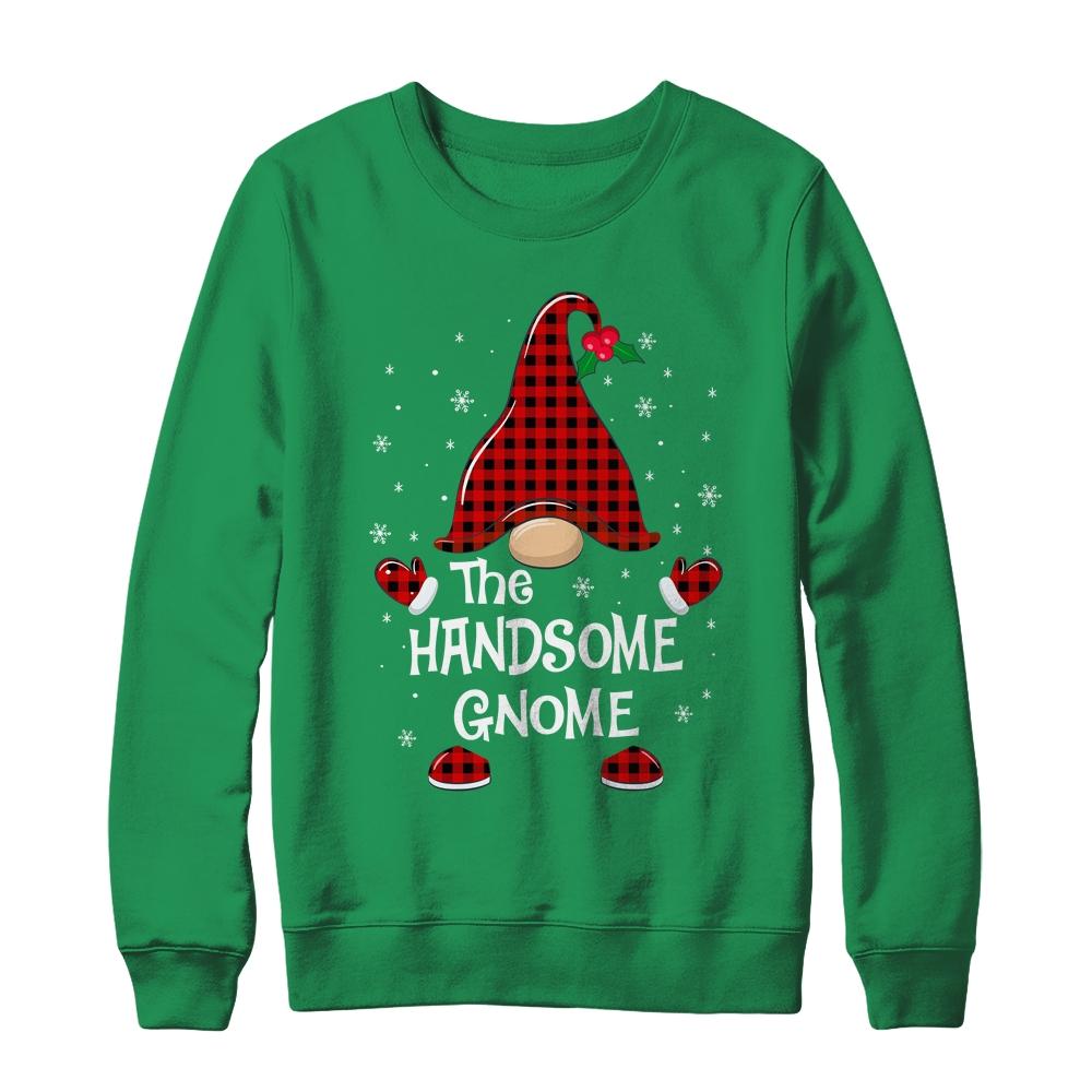 Handsome Gnome Buffalo Plaid Matching Christmas Pajama Gift-T-Shirt & Sweatshirt-Crewneck Sweatshirt-Irish Green
