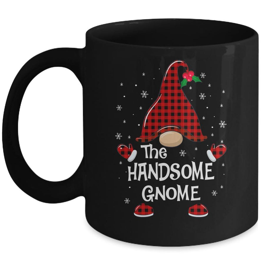 Handsome Gnome Buffalo Plaid Matching Christmas Pajama Gift Mug-Coffee Mug-Mug-Black