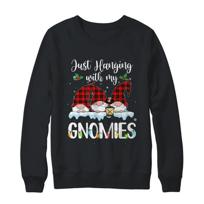Hanging With My Gnomies Christmas Santa Gnome Xmas Tree-T-Shirt & Sweatshirt-Crewneck Sweatshirt-Black