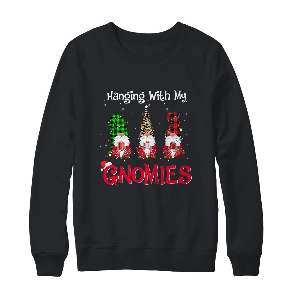 Hanging With My Gnomies Nordic Santa Gnome Christmas Pajama-T-Shirt & Sweatshirt-Crewneck Sweatshirt-Black