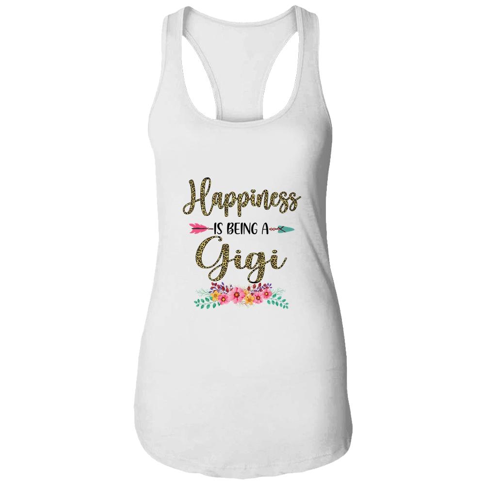 Happiness Is Being A Gigi For Women Leopard Mothers Day-T-Shirt & Tank Top-Women's Ideal Racerback Tank-White