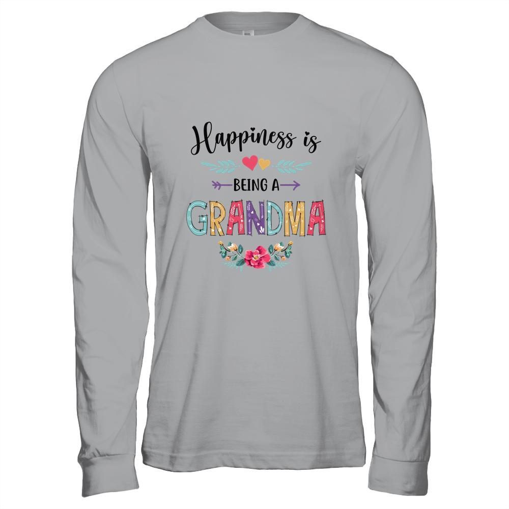 Happiness Is Being A Grandma For The First Time Mothers Day-T-Shirt & Hoodie-Long Sleeve T-Shirt-Sport Grey