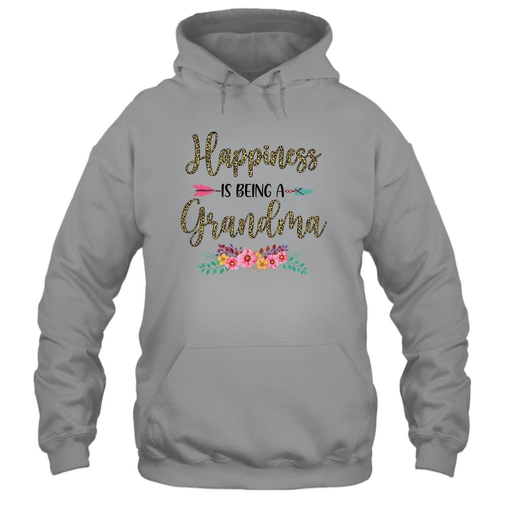 Happiness Is Being A Grandma For Women Leopard Mothers Day-T-Shirt & Tank Top-Pullover Hoodie-Sport Grey