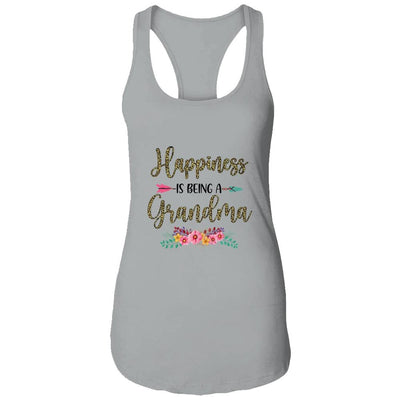 Happiness Is Being A Grandma For Women Leopard Mothers Day-T-Shirt & Tank Top-Women's Ideal Racerback Tank-Heather Grey