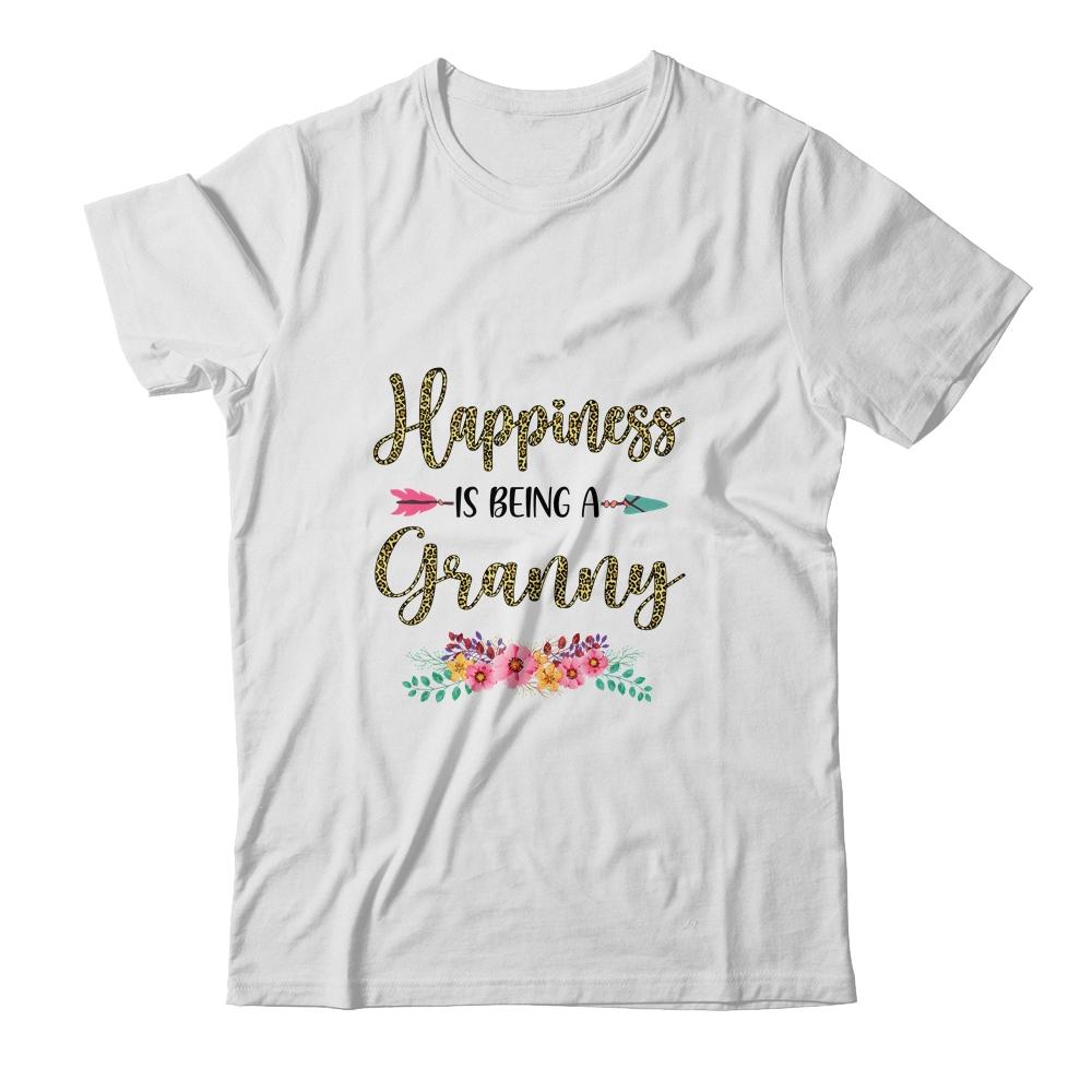 Happiness Is Being A Granny For Women Leopard Mothers Day-T-Shirt & Tank Top-Classic T-Shirt-White
