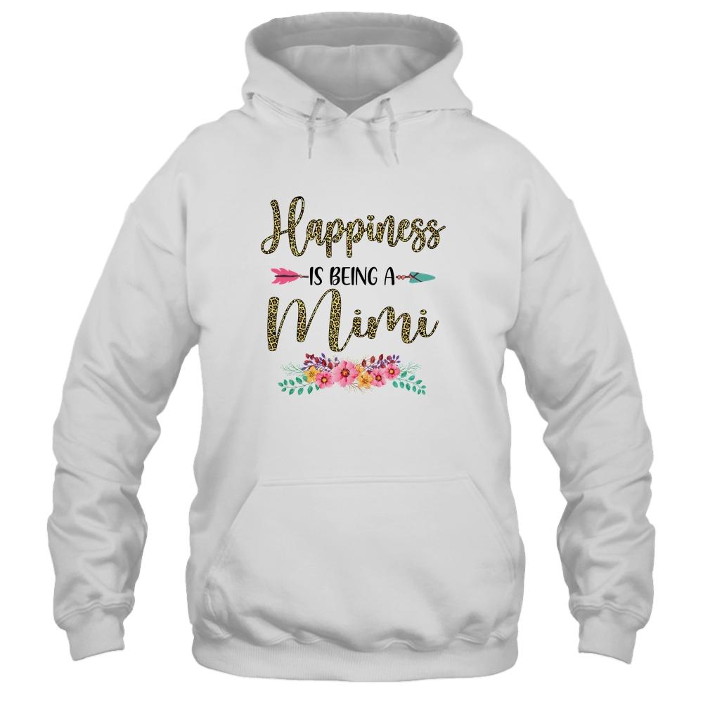 Happiness Is Being A Mimi For Women Leopard Mothers Day-T-Shirt & Tank Top-Pullover Hoodie-White