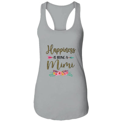 Happiness Is Being A Mimi For Women Leopard Mothers Day-T-Shirt & Tank Top-Women's Ideal Racerback Tank-Heather Grey