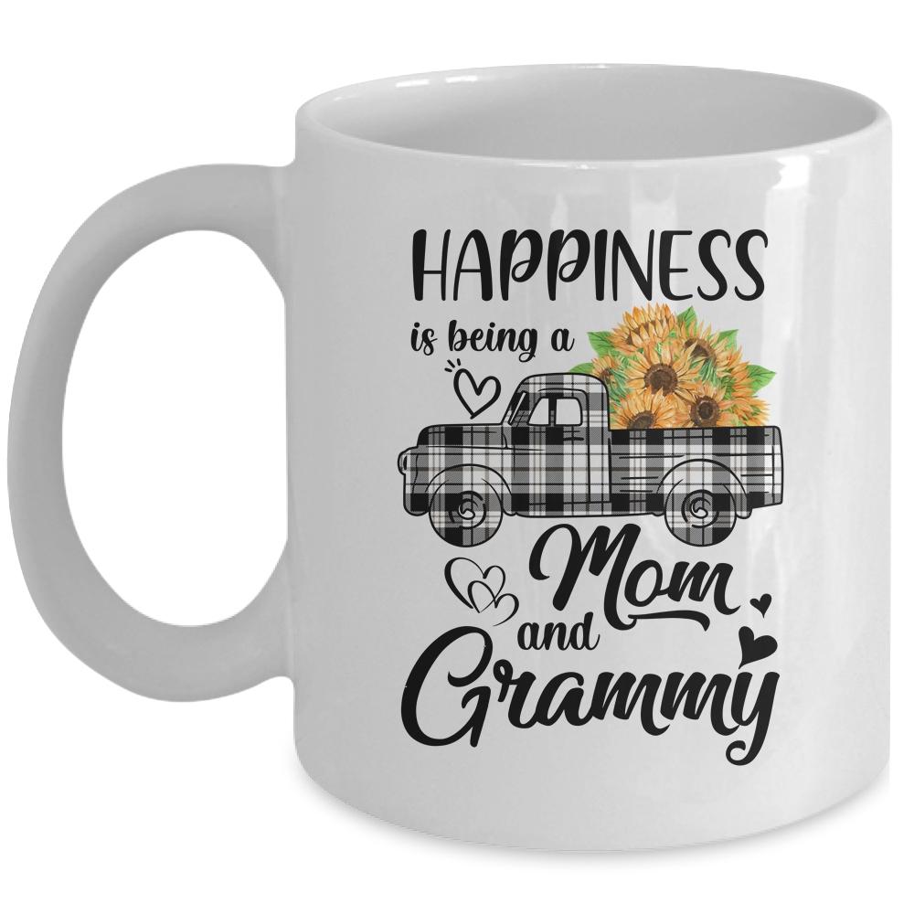 Happiness Is Being A Mom And Grammy Sunflower Mug-Coffee Mug-Mug-White