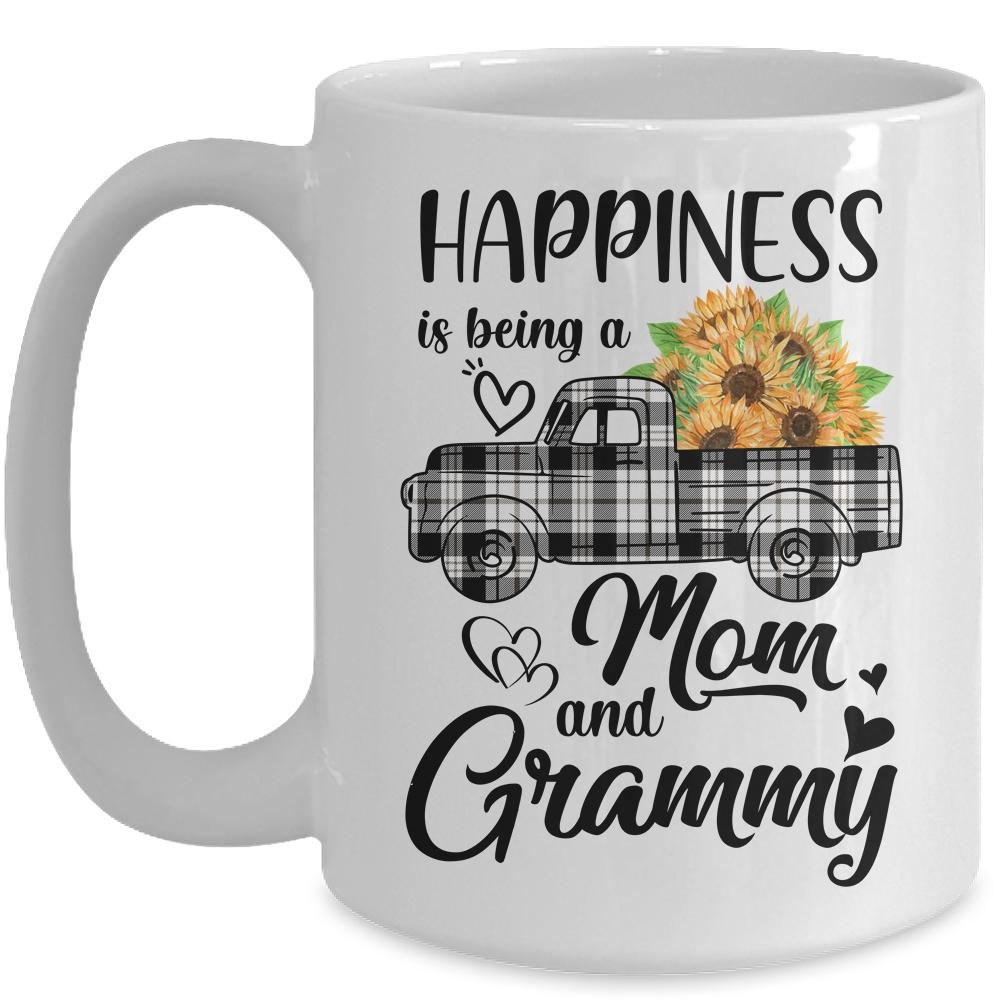 Happiness Is Being A Mom And Grammy Sunflower Mug-Coffee Mug-Mug-White