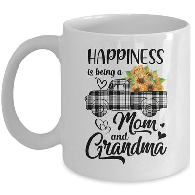 Happiness Is Being A Mom And Grandma Sunflower Mug-Coffee Mug-Mug-White
