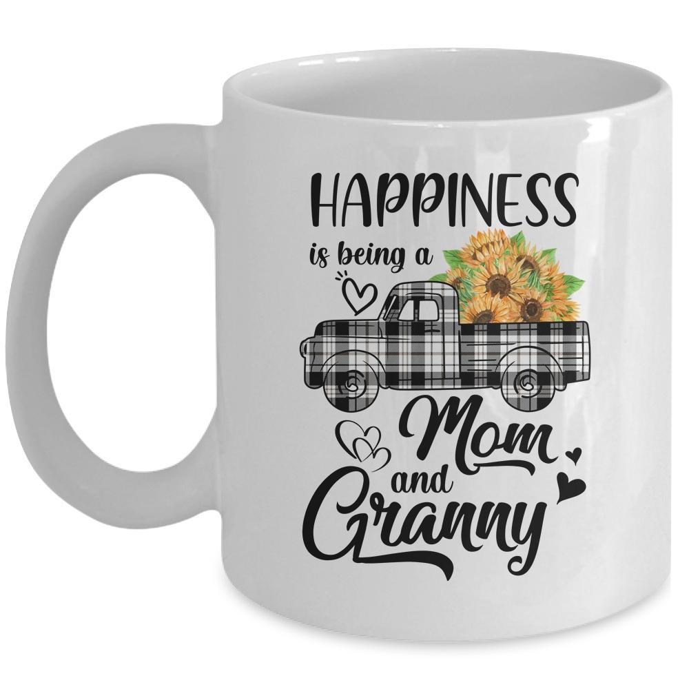 Happiness Is Being A Mom And Granny Sunflower Mug-Coffee Mug-Mug-White