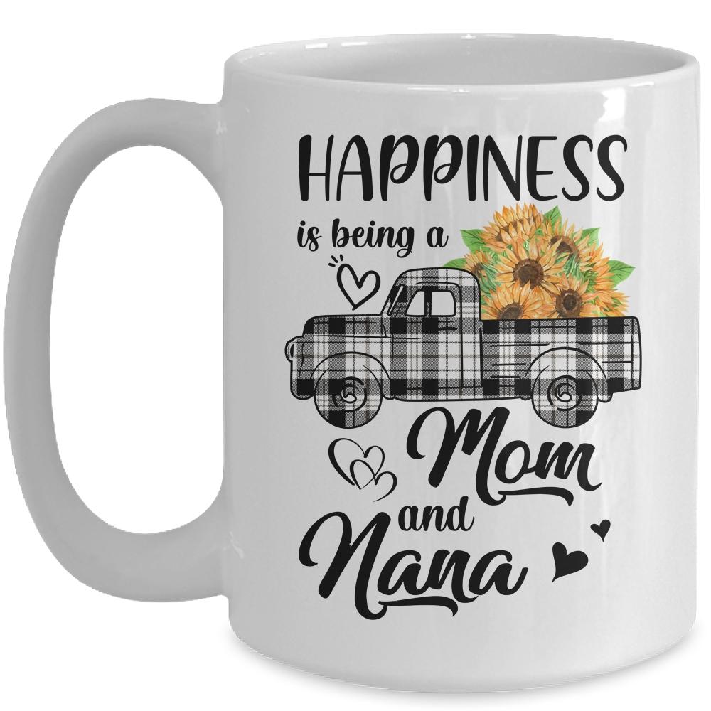 Happiness Is Being A Mom And Nana Sunflower Mug-Coffee Mug-Mug-White