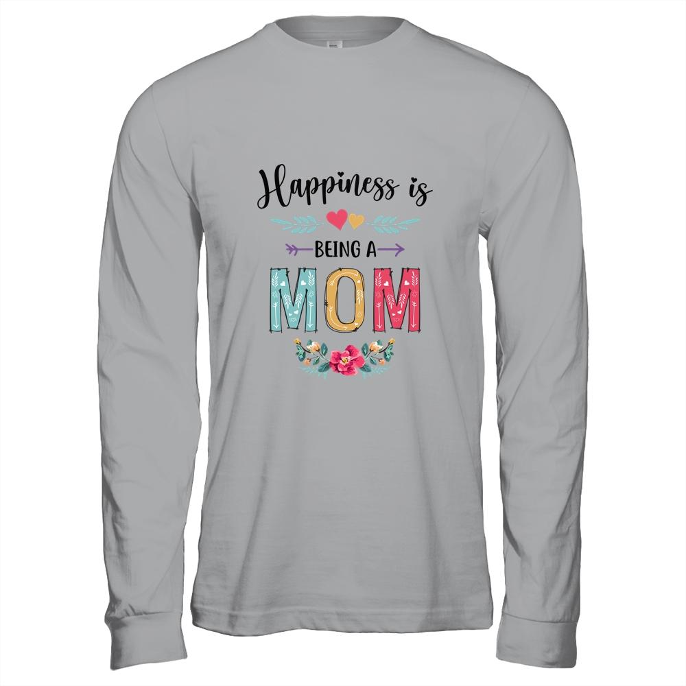 Happiness Is Being A Mom For The First Time Mothers Day-T-Shirt & Hoodie-Long Sleeve T-Shirt-Sport Grey