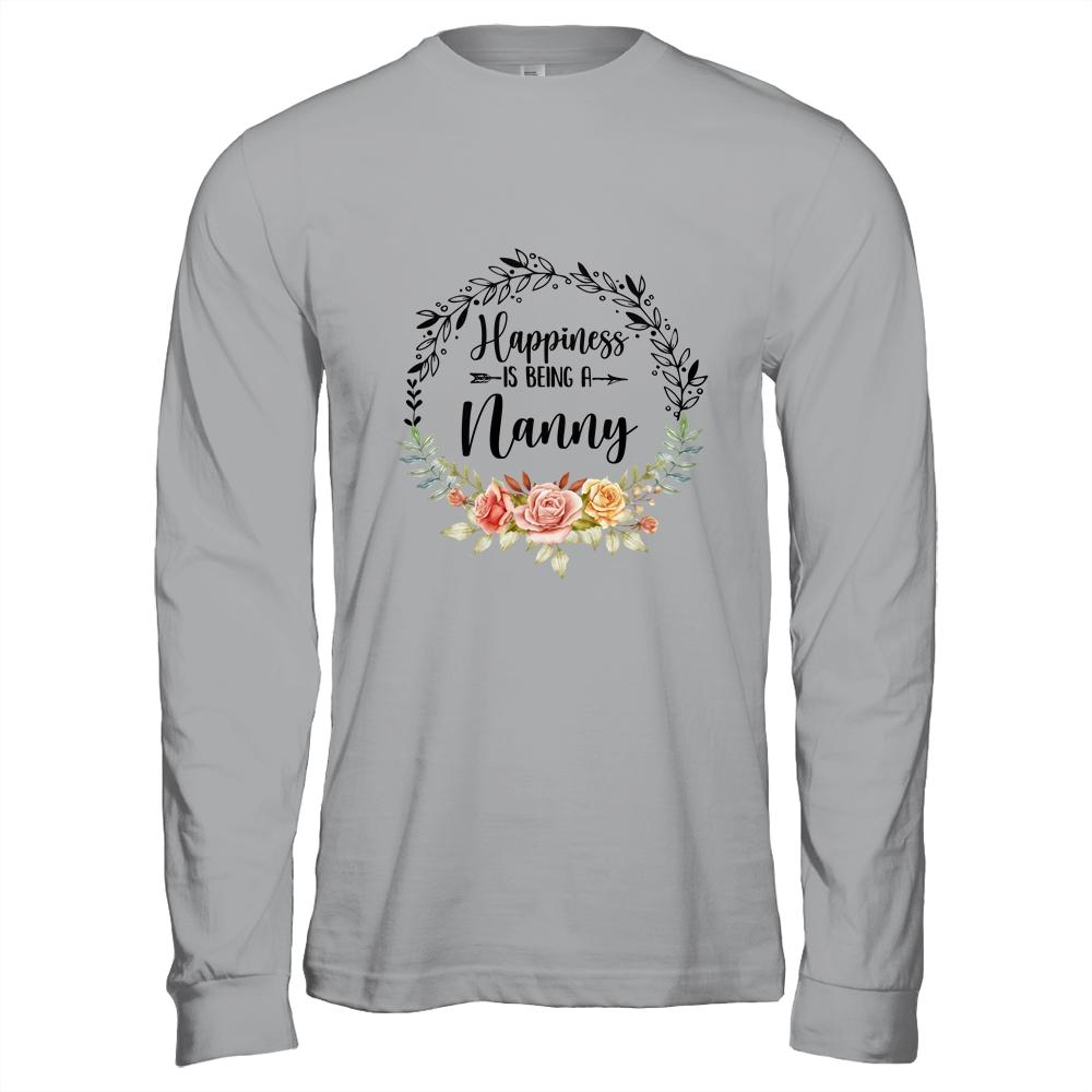 Happiness Is Being A Nanny The First Time Mothers Day-T-Shirt & Hoodie-Long Sleeve T-Shirt-Sport Grey