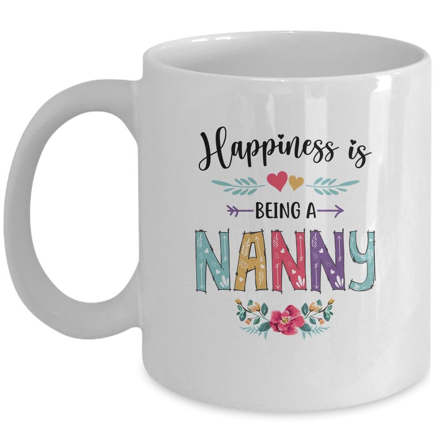 Happiness Is Being A Nanny For The First Time Mothers Day Mug-Coffee Mug-Mug-White