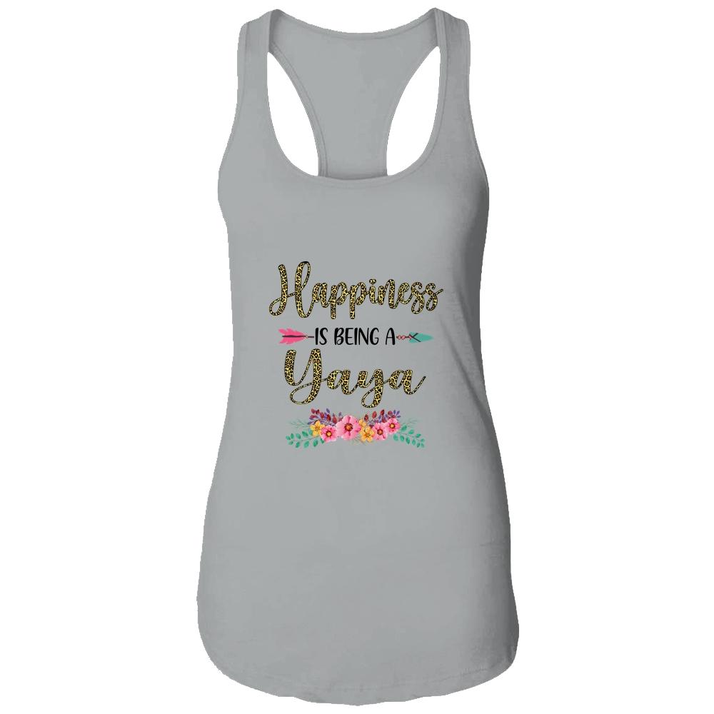 Happiness Is Being A Yaya For Women Leopard Mothers Day-T-Shirt & Tank Top-Women's Ideal Racerback Tank-Heather Grey