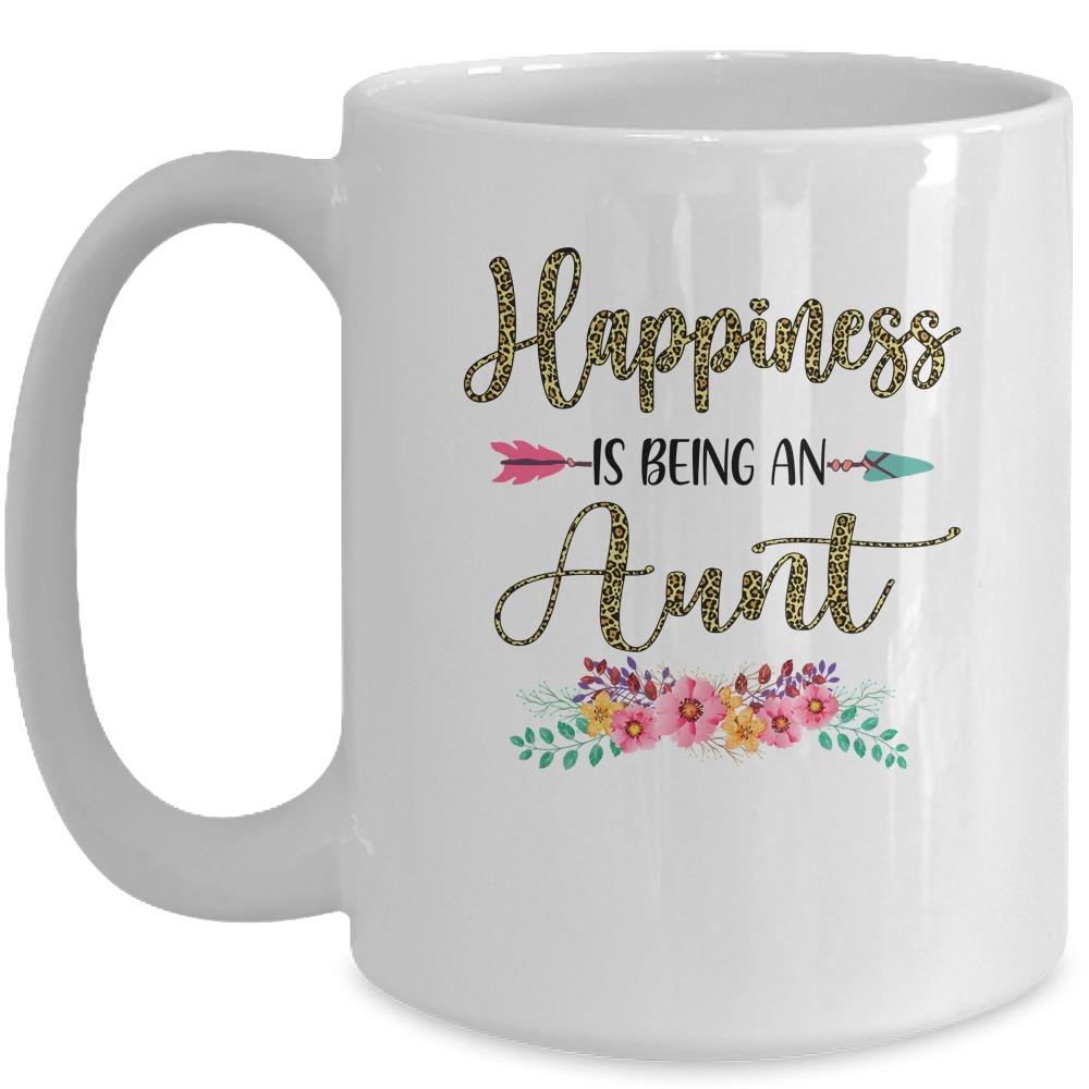 Happiness Is Being An Aunt For Women Leopard Mothers Day Mug-Coffee Mug-Mug-White