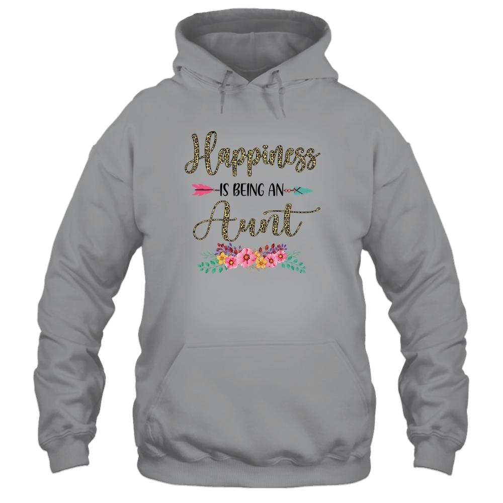 Happiness Is Being An Aunt For Women Leopard Mothers Day-T-Shirt & Tank Top-Pullover Hoodie-Sport Grey