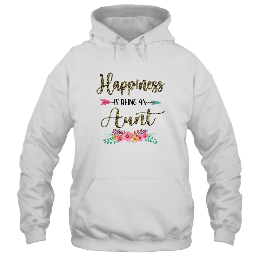 Happiness Is Being An Aunt For Women Leopard Mothers Day-T-Shirt & Tank Top-Pullover Hoodie-White
