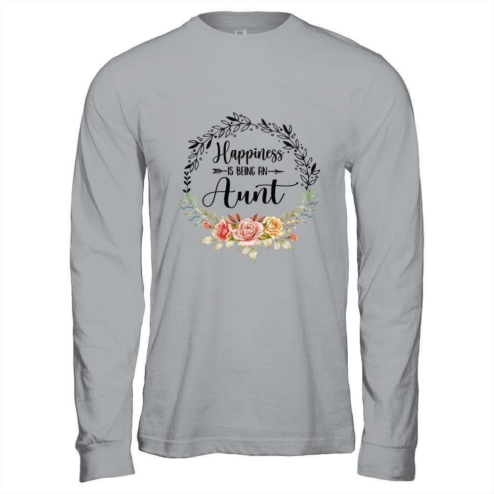 Happiness Is Being An Aunt The First Time Mothers Day-T-Shirt & Hoodie-Long Sleeve T-Shirt-Sport Grey