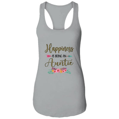 Happiness Is Being An Auntie For Women Leopard Mothers Day-T-Shirt & Tank Top-Women's Ideal Racerback Tank-Heather Grey