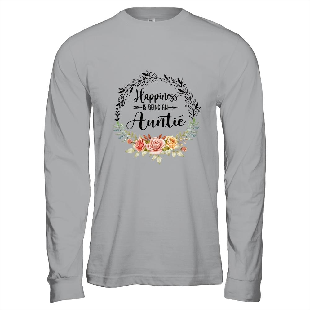 Happiness Is Being An Auntie The First Time Mothers Day-T-Shirt & Hoodie-Long Sleeve T-Shirt-Sport Grey