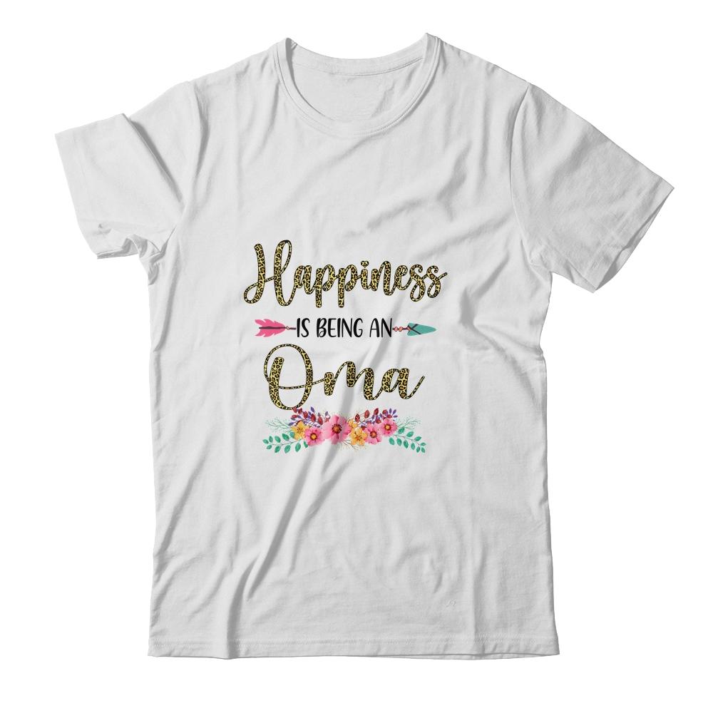 Happiness Is Being An Oma For Women Leopard Mothers Day-T-Shirt & Tank Top-Classic T-Shirt-White
