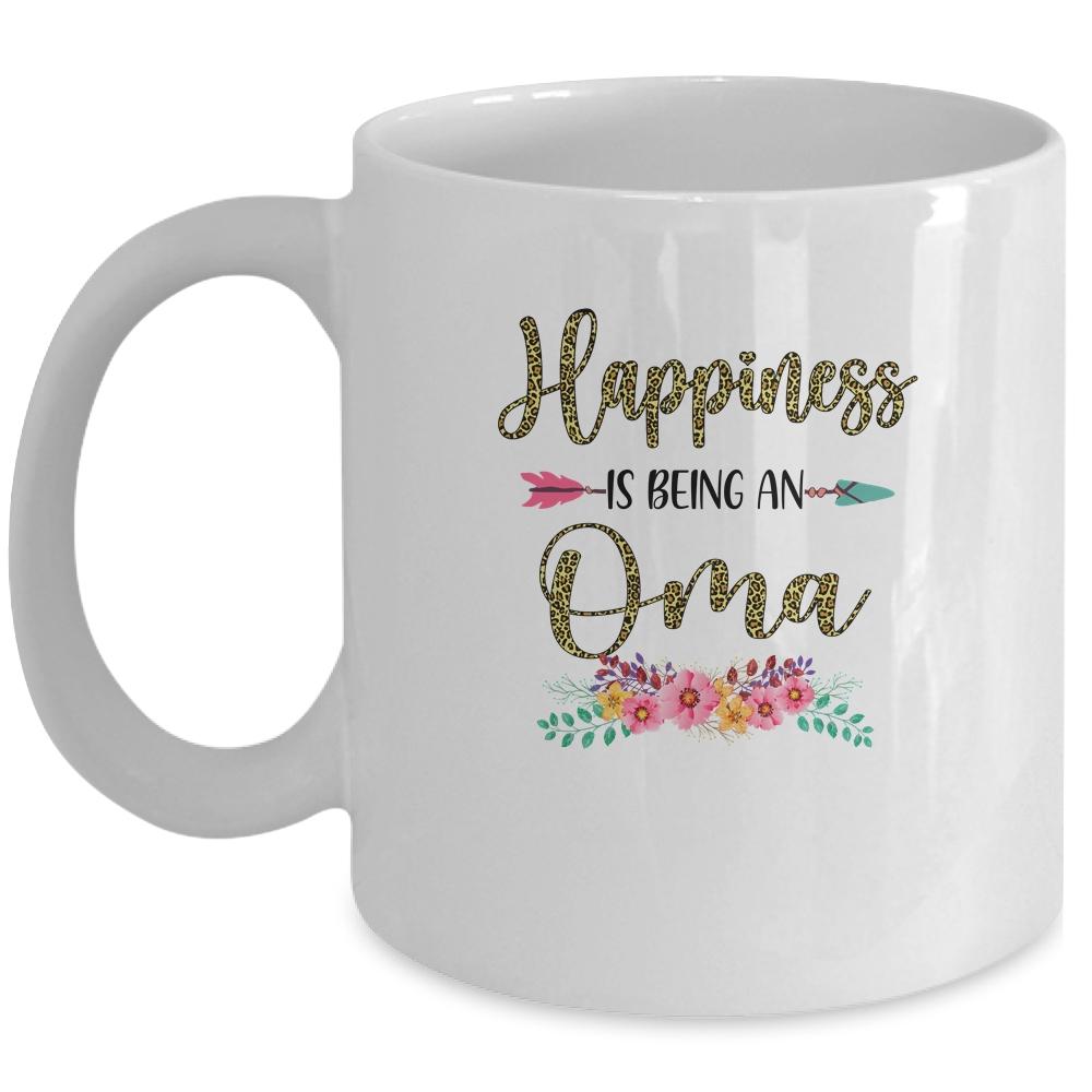 Happiness Is Being An Oma For Women Leopard Mothers Day Mug-Coffee Mug-Mug-White
