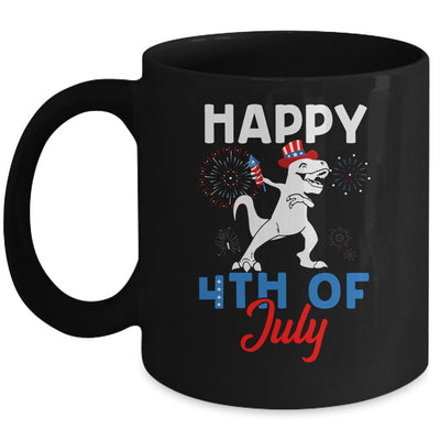 Happy 4th Of July T Rex Patriotic Funny Boys Kids Mug-Coffee Mug-Mug-Black